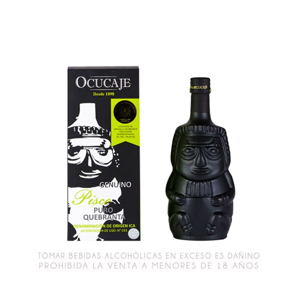 Pisco Puro Quebranta Ocucaje – Huaco Negro 750 ml - Imagen 2