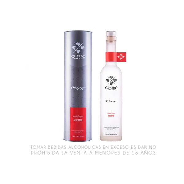 Pisco Cuatro Gallos Mosto Verde Acholado 700 ml